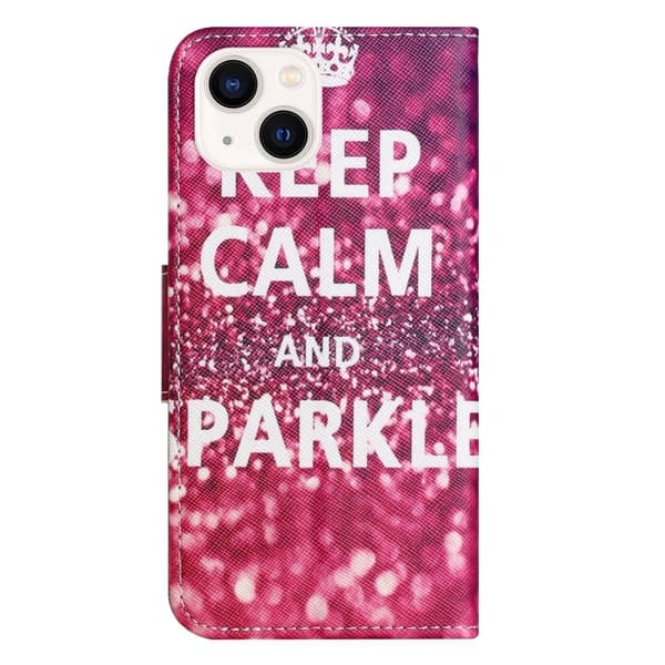 Wonderland iPhone 14 Plus Flippetui - Keep Calm og Sparkle