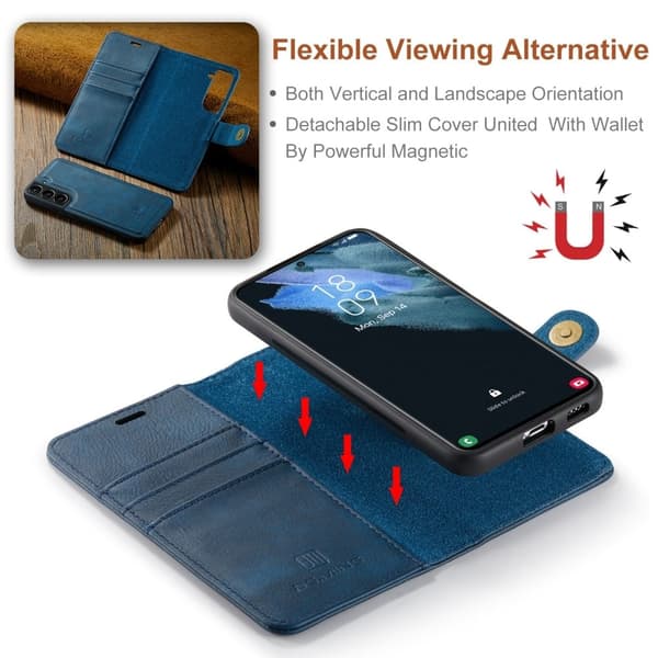 DG.Ming Samsung Galaxy S22 2-in-1 Pung Etui - Blå