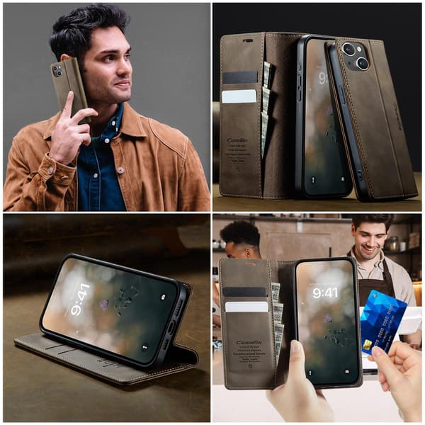 CaseMe iPhone 13 vintage etui - Kaffe