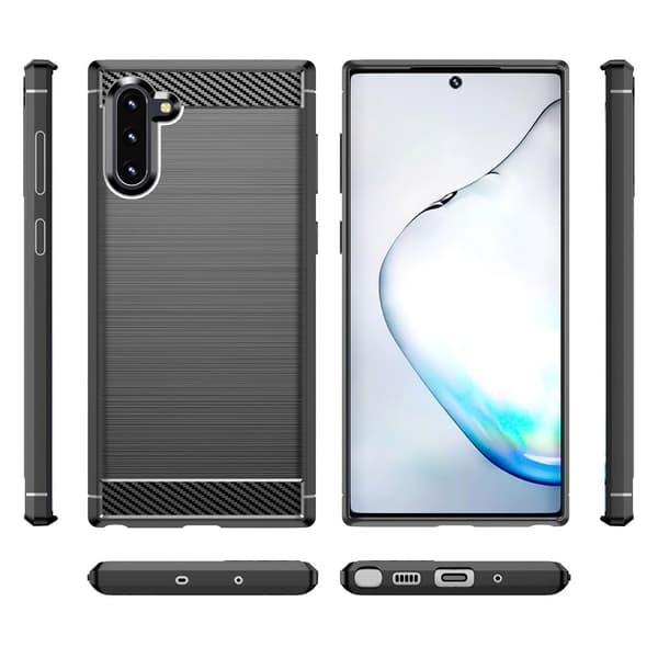 Carbon Flex Suojakotelo Samsung Galaxy Note 10 - Musta