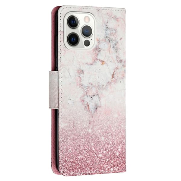 Wonderland iPhone 14 Pro Max flip etui - Lyserød Marmor