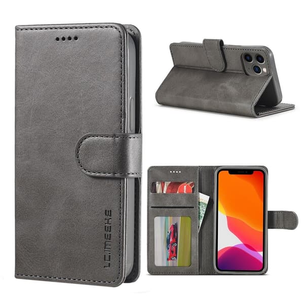 LC.IMEEKE iPhone 12 Pro / iPhone 12 flip etui - Sølv/Grå