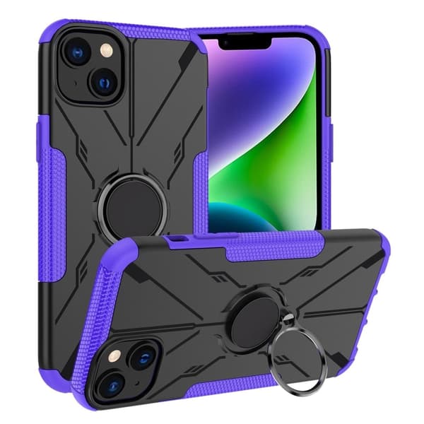 Kickstand-skydd med magnetisk platta för iPhone 14 Plus - Lila