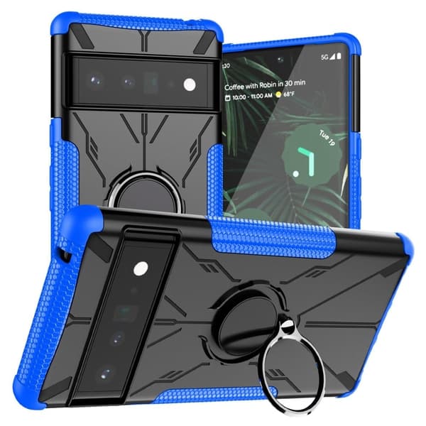Kickstand-cover med magnetisk plade til Google Pixel 6 Pro - Blå