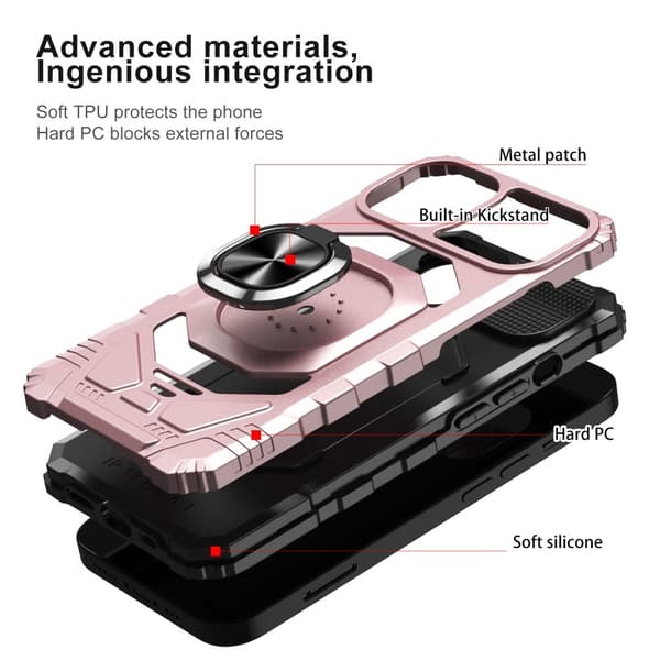 Holdbart cover i hård plast med blød inderside og kickstand til iPhone 13 Mini - Rose Gold
