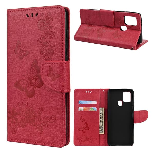 Butterfly Samsung Galaxy A21s Etui - Rød