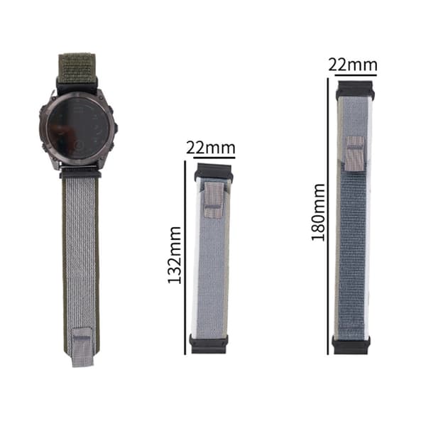 Garmin Fenix 8 47mm / Fenix E 47mm Quick Release Nylon Loop Magic Tape Watch Band 22mm Universal Strap - Sort