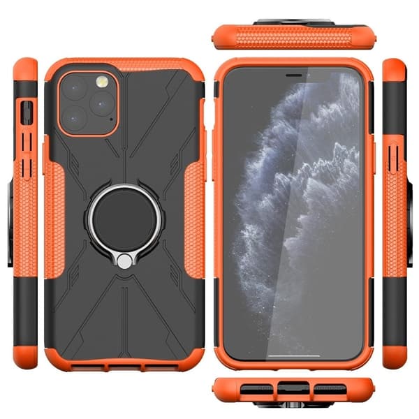 iPhone 11 Pro Max 6,5 tommer Ring Kickstand Design Drop-proof Case Bumpresistent and Flexible telefonbagcover - Orange