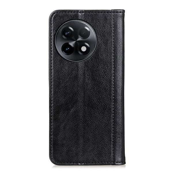 OnePlus 11R / OnePlus Ace 2 ægte læderetui med magnetisk lukning - Sort
