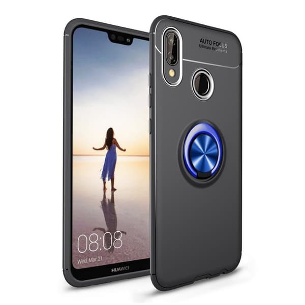 Huawei P20 Lite finger ring TPU etui - Sort / blå