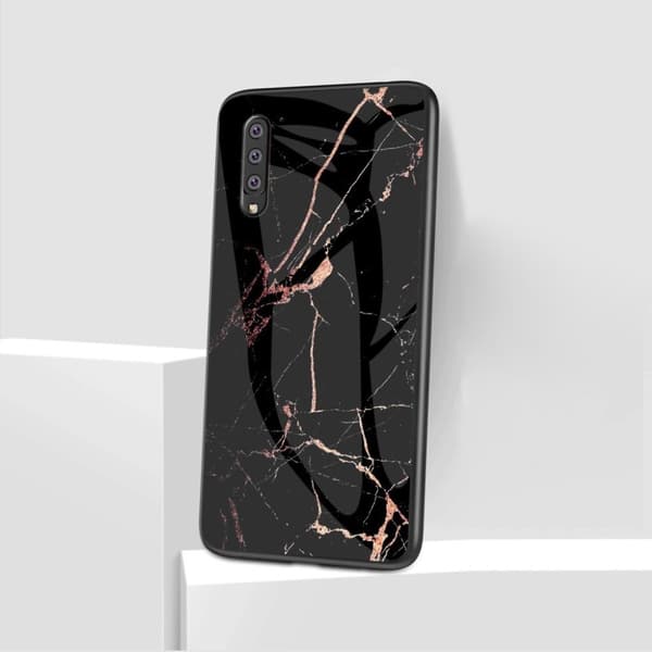 Fantasy Marble Samsung Galaxy A50 cover - Sort / Guld