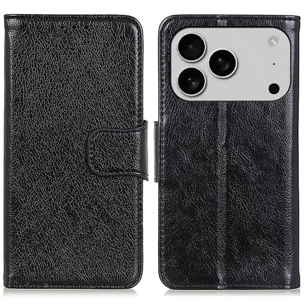 Neptune iPhone 17 Pro Max flip-etui i lær - Svart