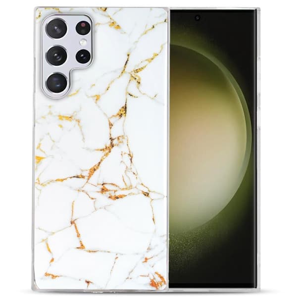 Marble Samsung Galaxy S23 Ultra Etui - Hvit