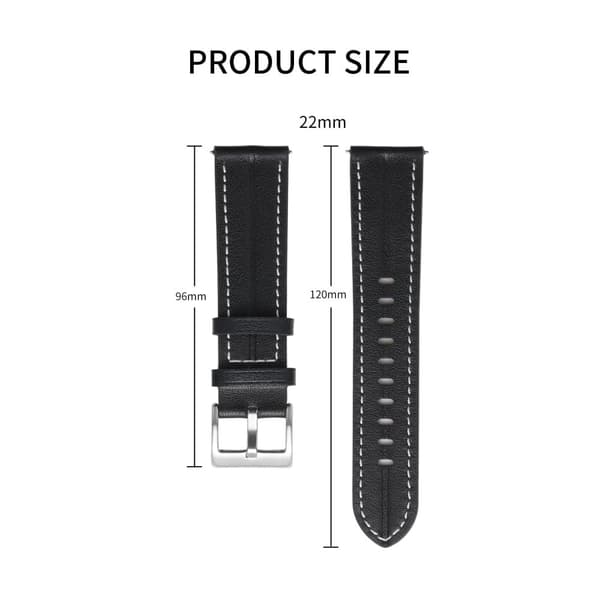 22mm Universal urrem i ægte læder - Sort