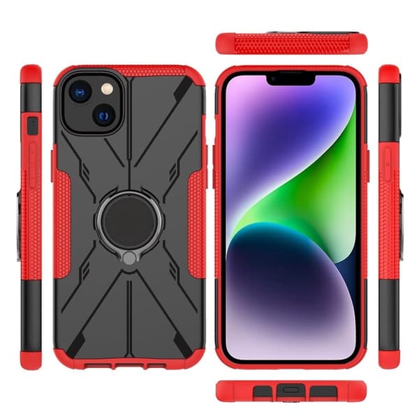 Kickstand-deksel med magnetisk ark for iPhone 14 Plus - Rød