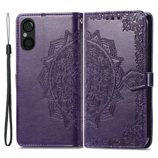 Mandala Sony Xperia 5 V etui i lær - Lilla