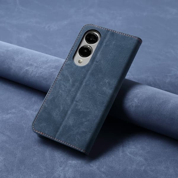 Jeans Samsung Galaxy S25 Edge flip case - Sininen