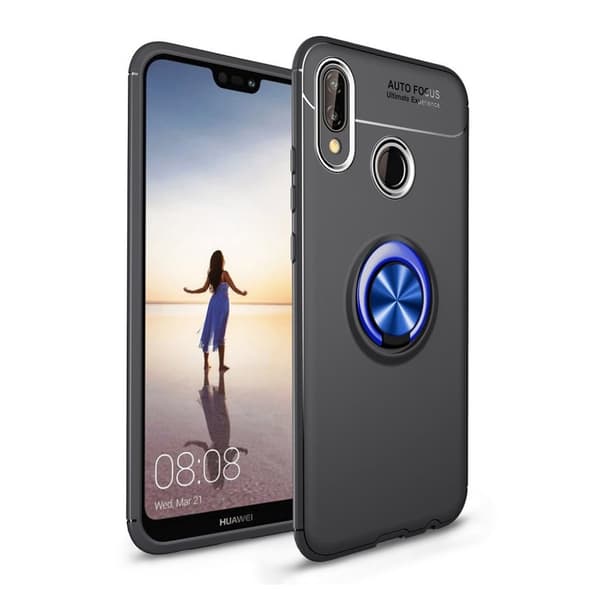 Huawei P20 Lite finger ring TPU etui - Sort / blå