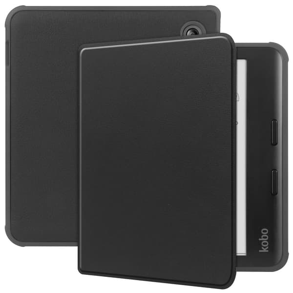 Til Kobo Libra Colour Case PU-læder + TPU E-Reader Cover Support Auto Wake / Sleep - Sort