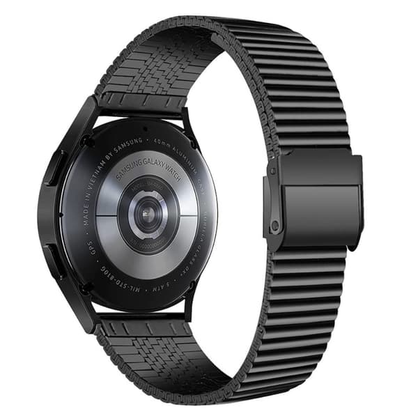 Urrem med dobbelt spænde i rustfrit stål til Samsung Galaxy Watch - Sort