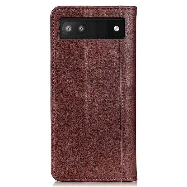 Ekte lærdeksel med magnetisk lukking for Google Pixel 7a - Brun