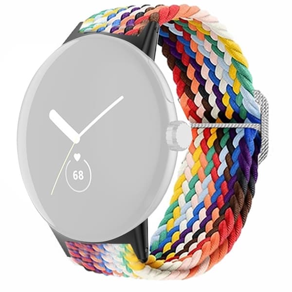Flätat elastiskt klockarmband Google Pixel Watch / Watch 2 Ersättningsbart justerbart armband - Regnbåge