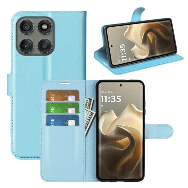 Klassisk Motorola Edge 60 Pro flip etui - Blå