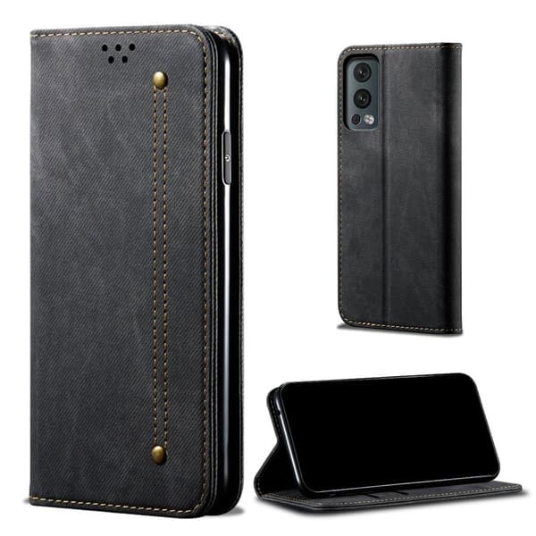Jeans OnePlus Nord 2 5G flip etui - Sort