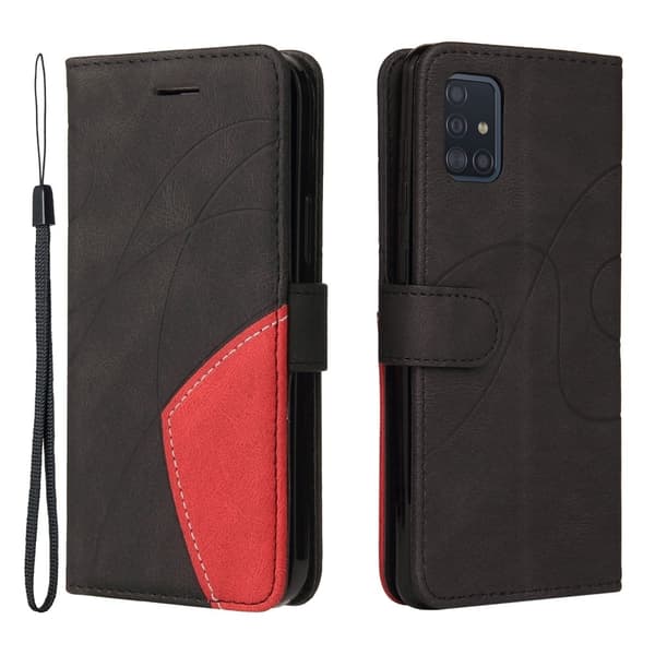 Tekstureret Læder Etui med Strop Til Samsung Galaxy A51 - Sort