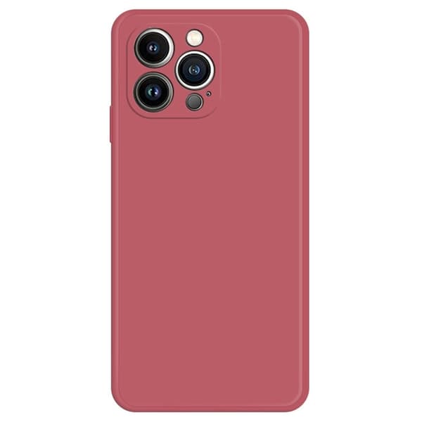 iPhone 14 Pro Max Rubberized Soft Flexible Phone Back Case Microfiber Lining Straight Edge Anti-scratch Cover - Rød