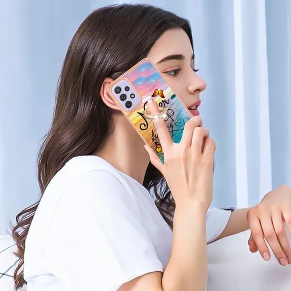 Marble Mønstret Deksel med Ring Holder til Samsung Galaxy A53 5G - Never Stop Dreaming