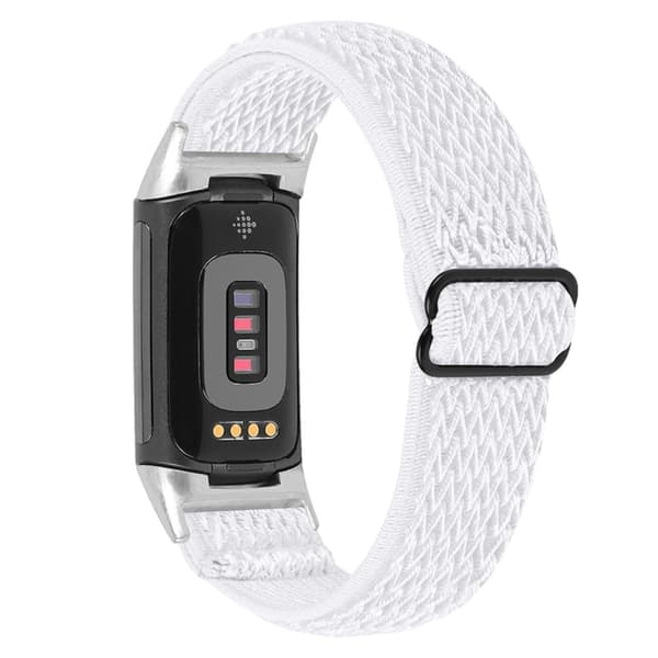 Fitbit Charge 5 elastinen nailon kellonhihna - Valkoinen