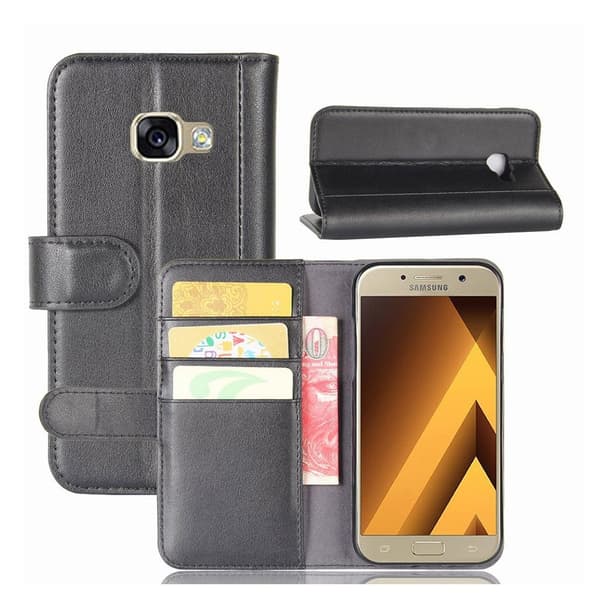Samsung Galaxy A5 (2017) Etui laget av split lær og silikon - Svart