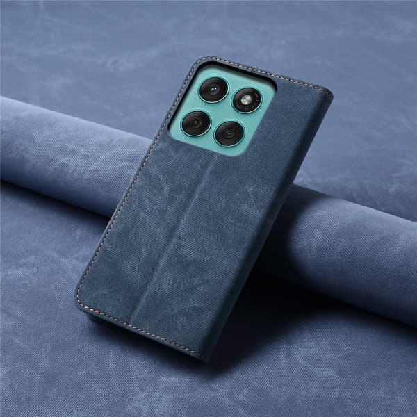 Jeans Motorola Edge 60 Pro flip case - Sininen