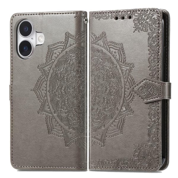 Mandala iPhone 17 nahkakotelo - Harmaa