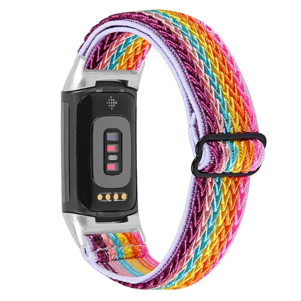 Fitbit Charge 5 elastisk klokkerem i nylon - Regnbue