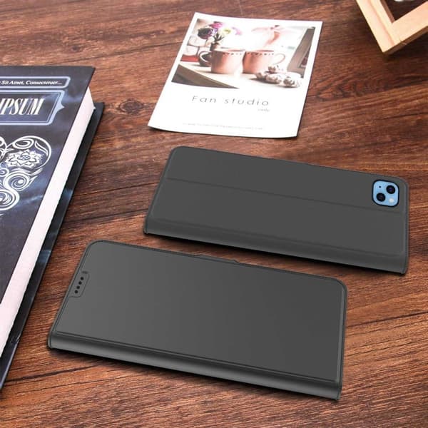 Glat og tyndt premium iPhone 13 Mini læderetui - Sort