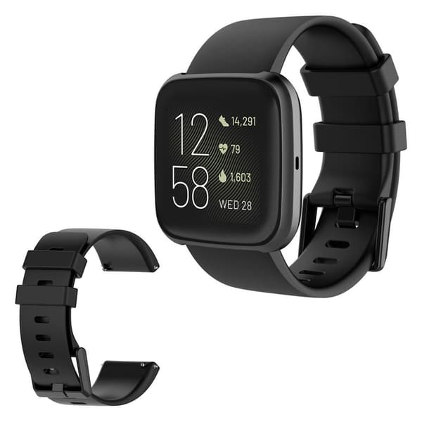 Fitbit Versa 2 / Versa Lite silikoninen kellonauha - Musta / Koko: S