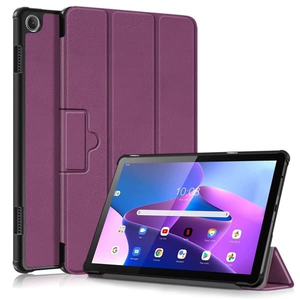 Tri-fold Leather stander etui til Lenovo Tab M10 (Gen 3) - Lilla