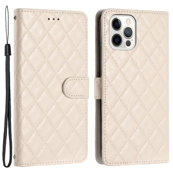 Funksjonelt rombe lommebokdeksel for iPhone 13 Pro - Hvit