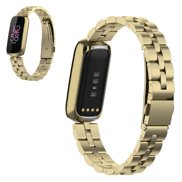 Fitbit Luxe klockarmband i rostfritt stål med tre pärlor - Guld