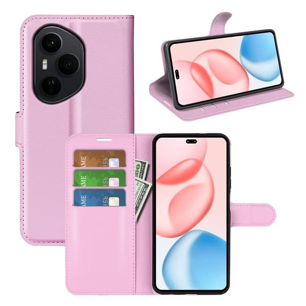 Klassisk Honor 400 Pro flip etui - Lyserød