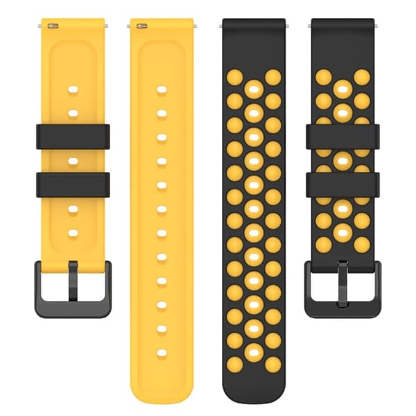 20 mm tofarvet silikoneurrem til Garmin-ur - Sort Gul