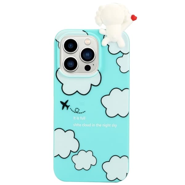 Cute 3d iPhone 14 Pro Etui - Sky