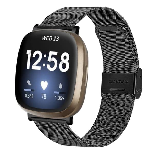 Fitbit Sense / Versa 3 milanesisk urrem - Sort