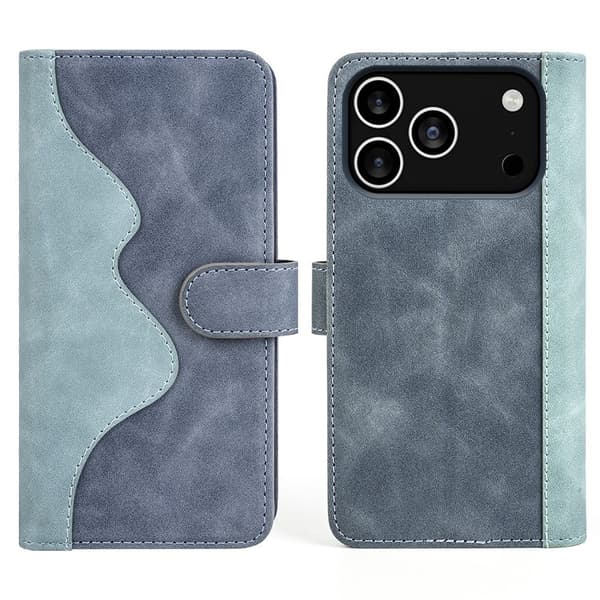 Tofarget lærdeksel for iPhone 17 Pro Max - Blå