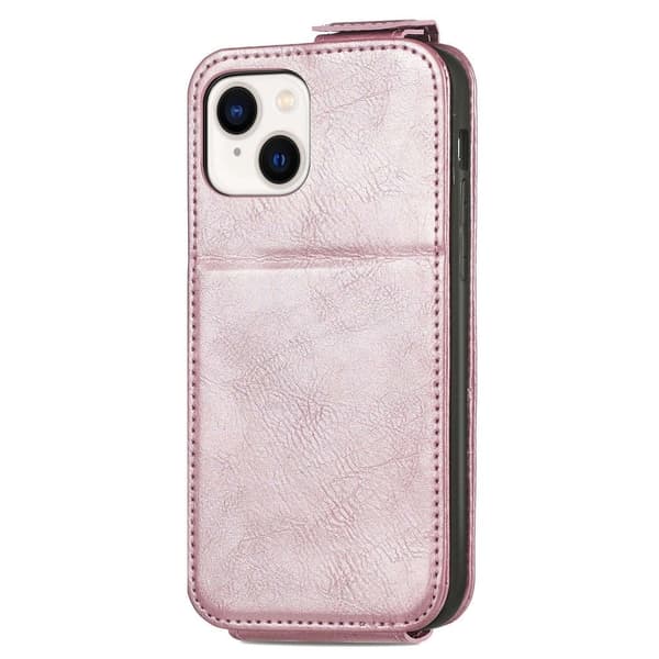 Lodret iPhone 14 Plus flip etui med lynlås - Pink