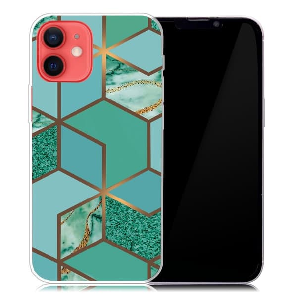 Marble design iPhone 13 Mini cover - Blågrøn Marmorflise