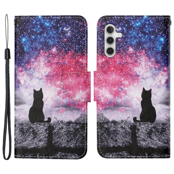 Wonderland Samsung Galaxy A35 flip etui - Stjernehimmel / Kat