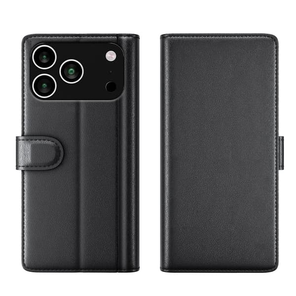 Aito nahkakotelo luottokorttipaikoilla iPhone 17 Pro Max - Musta